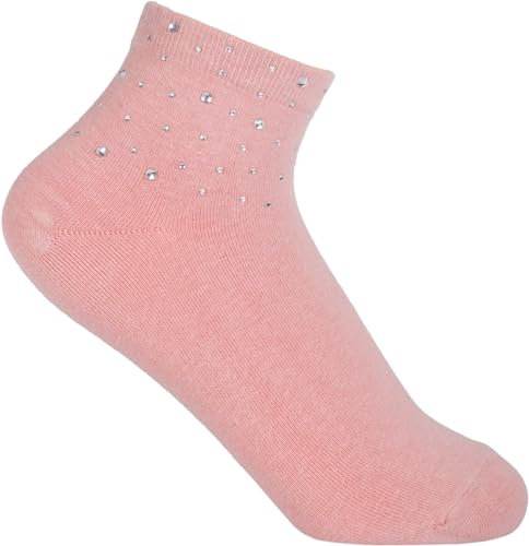 styleBREAKER Chaussettes pour femmes avec application de strass à la taille, taille 35-41 EU / 5-9 US / 4-7 UK, chaussettes avec pierres brillantes 08030014, couleur:Vieux rose-