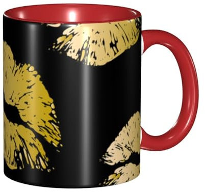 Gold Lips Mug - Ceramic Mug, Great Gift Idea Or Perfect for Kitchens, Restaurants & Cafes | Coffee Mugs, Tea Mugs
