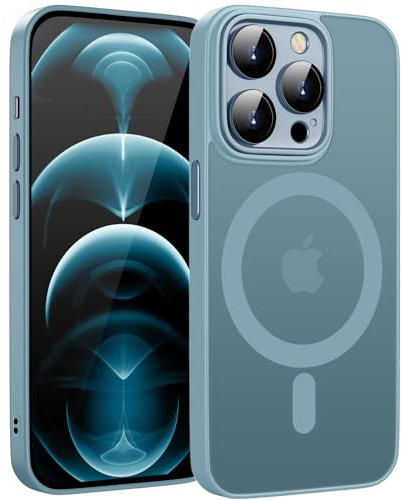 KPPIT Magnetic für iPhone 12 Pro Max Hülle für Magsafe, Handyhülle iPhone 12 Pro Max mit Magsafe Anti-Fingerabdruck Mattiert Durchscheinende Schutzhülle für iPhone 12 Pro Max case 6,7- Yuanfeng Blau