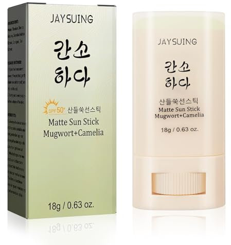 Sonnenschutz Stick, Sonnencreme Gesicht LSF 50, Korean Sunscreen Stick Mugwort+Camelia, Matte Sun, Waterproof, Nicht Fettend, Natürliche Tattoo Pflegecreme, Tägliche und nachträgliche