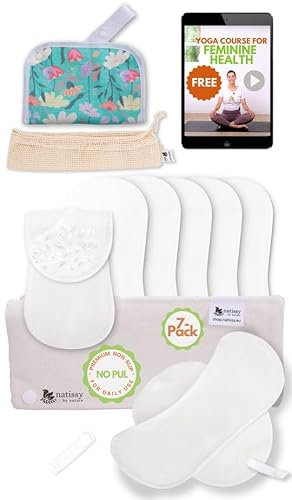 Erstklassig Slipeinlagen waschbar mit rutschfester Druck, bio Baumwolle (Größe S, 7er-Pack); hochtemperatur-waschbare Slipeinlagen Damen, Mädchen; 100% Atmungsaktiv (kein PUL) für täglichen Ausfluss