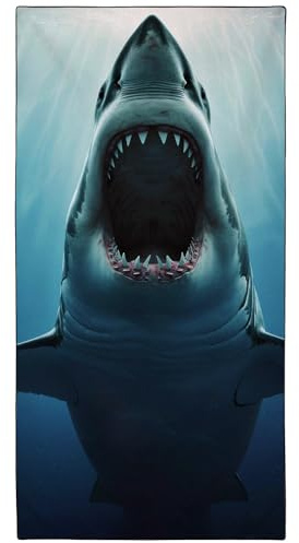 YISUMEI Mikrofaser Strandtuch XXL, Strandhandtuch Leicht Badehandtuch Schnelltrocknend, Großmaul Hai, 180 x 90 cm
