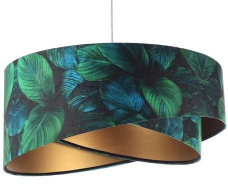 ONZENO Lightning Pendelleuchte Galaxy Nimbus Royal 1 60W LED IP 20 Modern Pendelleuchte für Innenraum Wohnzimmer, Wohnkultur, Büro, Küche, 50x23x23cm (Grün, Gold)