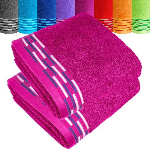 Lashuma 50x100 cm Handtücher Luxus Qualität, Lugano Frotteehandtücher 2er Set Purpur