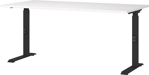 Germania Schreibtisch 7911-614, in Weiß/Schwarz, me. höheneinst., 160 x 91 x 80 cm (BxHxT)
