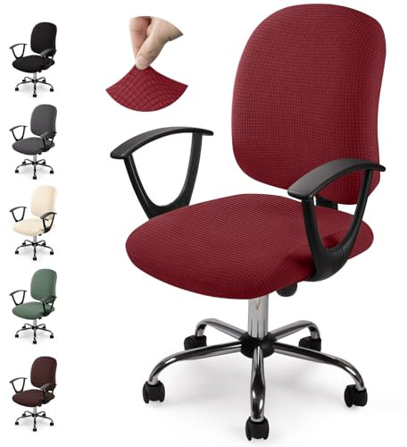Coprisedia da Ufficio Jacquard Universale - Fodera per Sedia da Computer Lavabile Rimovibile - Copeture per Girevoli - No Sedia (Y-Rosso,2)