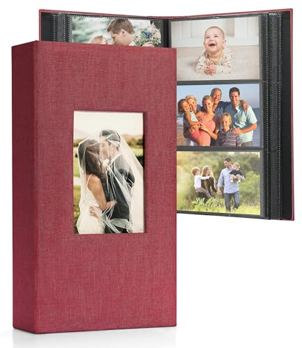 DazSpirit Großes Fotoalbum Einsteckalbum für 408 Fotos (10x15 cm) - Leinenbindung, Personalisierbar, Ideal für Familie, Hochzeiten, Reisen & Baby-Erinnerungen, Fotobuch zum Einstecken, Schwarz