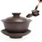 Comebachome Gaiwan Teacup 5oz Zisha Purple Clay Chinese Tea Cup 3.9x3.2 Kungfu Tea Bowl with Lid and Saucer Traditional Gaiwan Tea Cup, Chinese Tea Cup, Gaiwan