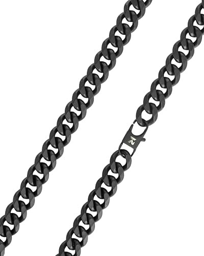 kohlenstoff 12 Cuban Chain Halskette Schwarz 13mm für Damen und Herren mit hochwertiger DLC Beschichtung aus Edelstahl (45)