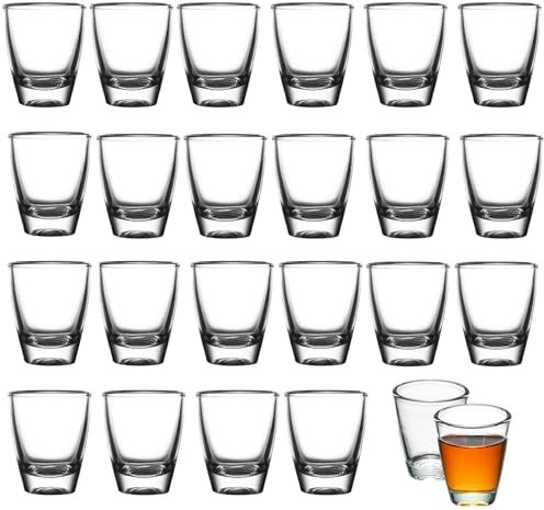 ARCPNRT 24 Stück Schnapsgläser Glas, 35ml Eierförmiges Weinglas, Hartglasbecher,Direkter Trinkbecher, mit Dickem Boden, für Schnäpse, Wodka, Ouzo, Sambuca, Tequil