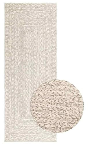 vidaXL Teppich ZIZUR Creme 80x200 cm Jute-Optik Indoor und Outdoor, Fußmatte, Bodenteppich, Teppichboden, Bodenmatte, Flächenvorleger, Innenteppich