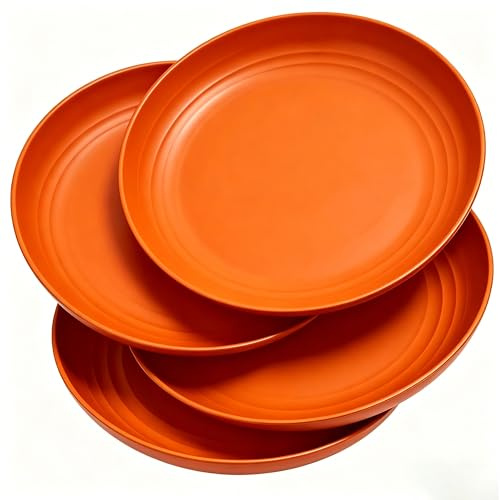 GZTFPQ Lot d'assiettes creuses incassables en plastique pour camping, pique-nique, 20 cm, pour salade, pâtes, fête, maison, bureau, sans BPA, passe au micro-ondes et au lave-vaisselle