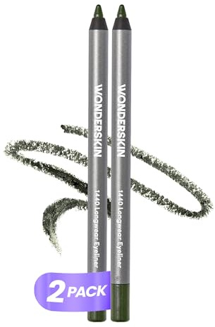 Wonderskin Eyeliner Pencil, 1440 Longwear Green Eyeliner Pencil, 2 Pack - Waterproof, Sharpenable & Smudge Proof