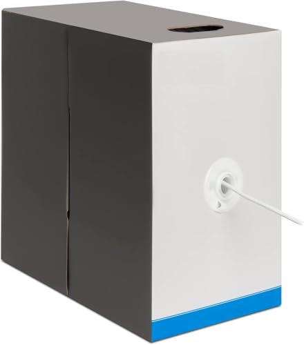 TECHMETA Matassa Cavo Lan, Cavo Ethernet, Cat 6, FTP, 305 Metri,AWG23, CCA, Bobina di Rete, Ethernet, Bianco, Per Rete, LAN, Gigabit