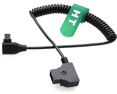 HangTon Power Cable for DJI SDR Transmission RX TX and Focus Pro Motor, Tilta Nucleus Nano2 Wireless Focus Motor, D-tap to USB-C 90-degree Coiled 40-70cm