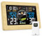 VIFLYKOO Station Météo Sans Fil, Thermomètre et Hygromètre Intérieur Extérieur avec Capteur Externe, Prévisions Météo, Écran VA 7,5, Baromètre, Alarme, 4 Rétroéclairage Réglable, Couleur du Bois