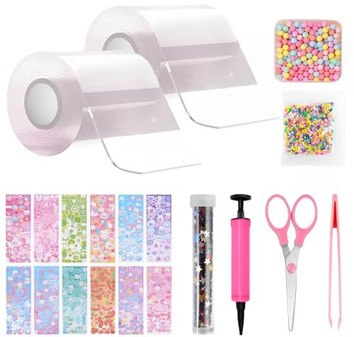 TFSZE 20 Piezas Nano Tape Bubbles Set,Conjunto de Nanoburbujas Adhesivas de Doble Cara,DIY Nano Tape Bubble Craft para Adultos Niños(Transparente*2)