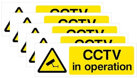 5 Pcs CCTV in Operation Signs, 15 x 5 cm Self-Adhesive PVC Security Camera Warning Stickers, Weather Resistant CCTV Signs for Indoor & Outdoor Use