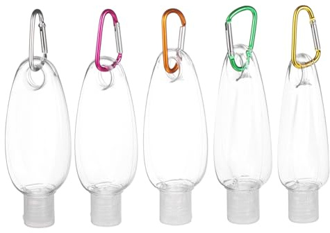 HAMPPLIES 10pcs 30ml Empty Lotion Bottles Hanging Hooks Travel Refillable Hand Containers Portable Flip Top Dispenser for Bathroom Kitchen