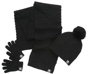 FC St. Pauli Kinder Mütze-Schal-Handschuhe-Set Totenkopf - Mütze mit Bommel, Schal und Handschuhe für Kleinkinder, schwarz