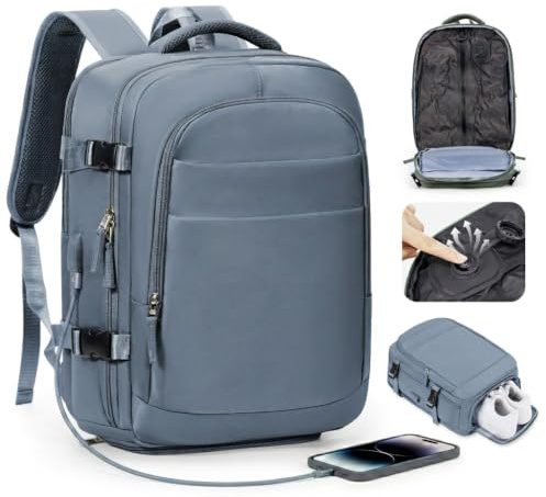 kibachev Groß Reiserucksack Vakuum Rucksack Handgepäck Flugzeug 40x30x20 Ryanair Rucksack 40x20x25 Herren Damen Mit Laptopfach/Schuhfach Travel Backpack Carry Ons Luggage Mit Vakuumsystem