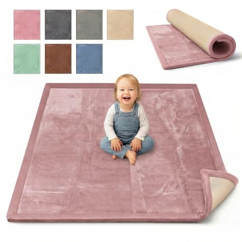 BabybeFun Krabbelmatte Baby - kuschelig weich - 3cm Dicke Spielmatte - schützt vor Stößen - Teppich Kinderzimmer 180x200cm - rutschfeste Schaumstoffmatte - Spielteppich Kinder - Krabbeldecke warm