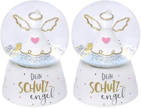 Gruss & CO Traumkugel mit Motiv Engel | Schneekugel aus Glas und Polyresin, Motivdruck am Sockel | Schutzengel-Geschenk, für Kommunion, Konfirmation, Taufe | 46636 (Packung mit 2)