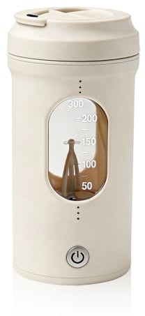 SGZIOO Shaker Proteinas, Shaker Electrico y Automático 300ML, Antifugas y con Escala de Medición, Mezclador de Caffè, Latte, Cacao, Tè, Cioccolata Calda