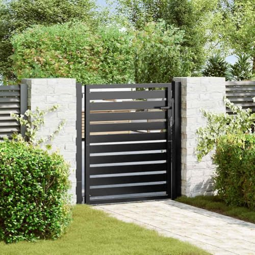 Lumanois Puerta de jardín con Cerradura de Aluminio Negra 100x100 cm,Bricolaje,Vallas de jardín,Puertas de jardín,12.2kg-42004146