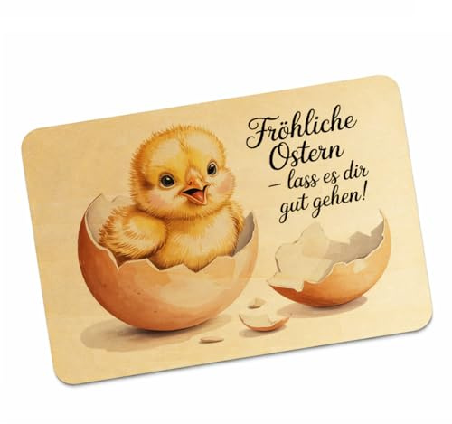 speecheese Postkarte aus Holz Küken aus Eierschale Fröhliche Ostern Lustige | Osterpostkarte aus Holz - perfekt für Sammler