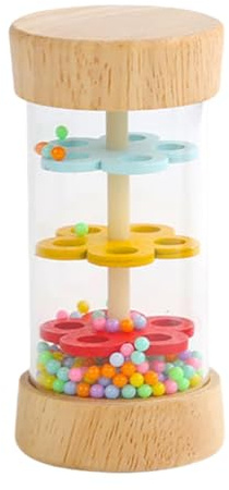 QUILSTM Sensory Play Rainmaker Toy Rattle Shaker Beaded Raindrops Wooden Musical Instrument For Early Childhood Development Rattle Shaker Sensory Developmental Raindrops