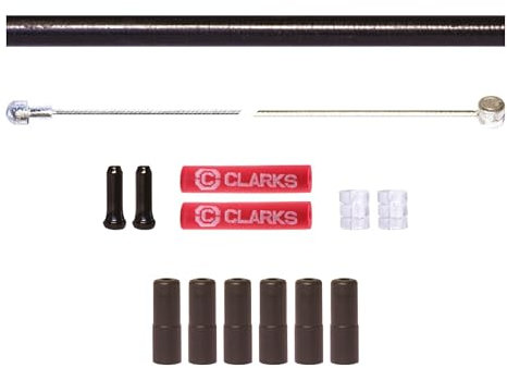 Clarks Stainless Steel Brake Cable Kit - Black Universal Brake Wires with Standard Outer Casing for Mountain Bikes (MTB), Hybrid & Road Bikes