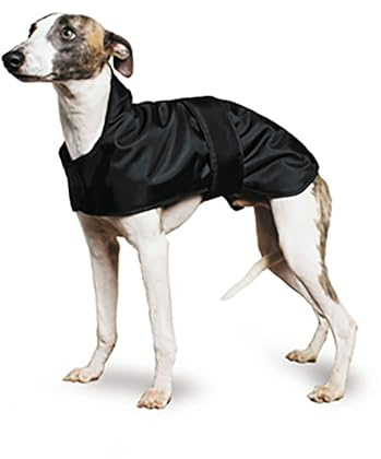 Ancol Whippet Dog Coat with Faux Lamb Fleece Lining - Black - Warm Snug Protective Winter Pet Jacket - 53cm Large