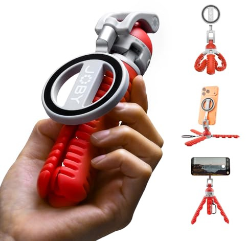JOBY PodZilla Magnetisches Saug-Stativ-Set | Flexibles Magnetstativ mit Saugfüßen | 360° Drehung + Dual-Winkel | Für iPhone Vlog, Gym, Auto, Outdoor & Reisen | Mantis Hanging Mode