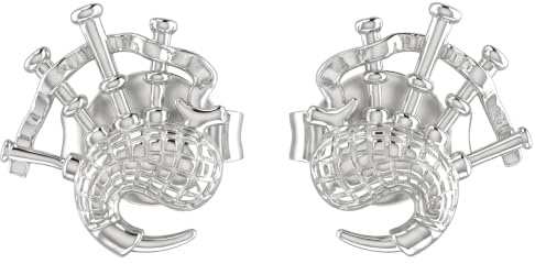 Alexander Castle 925er Sterlingsilber Ohrringe mit schottischer Dudelsackmotiv 9 mm x 9 mm Ohrstecker mit Schmuckschatulle – Schottische Geschenke für Frauen, Mädchen und Teenager