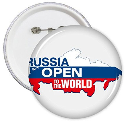 DIYthinker Russia Open to The World Flag Map Round Pin Badge Button 5Pcs S