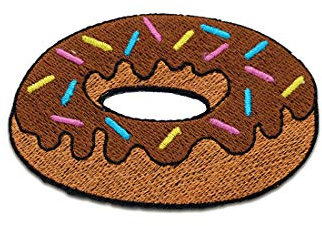 Catch the Patch Donut Essen mit Streusel - (Größe: 7,3 x 5,3 cm) Aufnäher, Bügelbilder, Aufbügler, Applikationen, Patches, Sticker zum Aufbügeln oder Aufnähen – für Kleidung, Taschen, Jacken