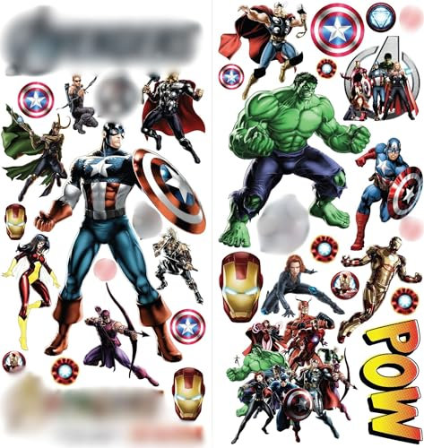 The Avengers personalisierte 3D Cartoon Wandaufkleber für Schlafzimmer Jungen und Mädchen Wandbild Aufkleber Größe: groß 76 cm x 72 cm