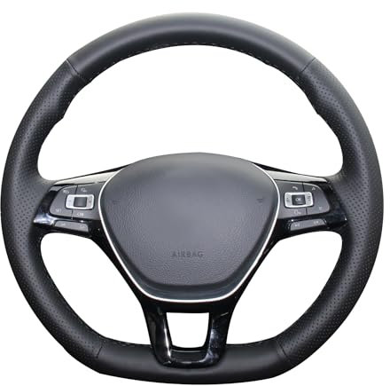 MEWANT Hand Nähen Schwarz Kunstleder Auto Lenkradbezug für Golf 7 Mk7