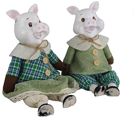 GMMH Design Neues Jahres Symbol 2019 Osterhase Paar Osterdeko Ostern Dekoration Figur (Schwein 25 cm LN25-6)