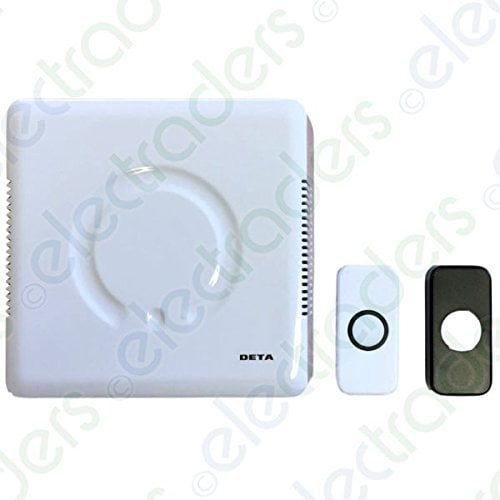 Deta C3504 Mains Voltage Door Chime with Built in Transformer Black/White Push + 6m Bell Wire