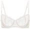 DOBREVA Women's Lace Balconette Bra Half Cup Non Padded Push Up Underwire Sheer Bras Ivory 36B