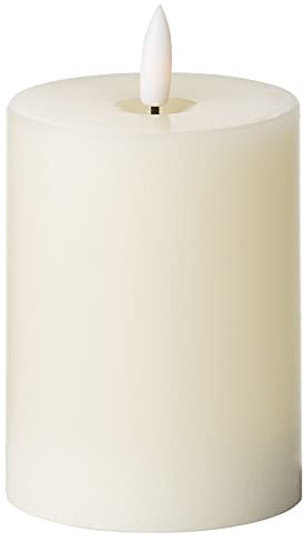 Hill 1975 Luxe Collection Natural Glow 3 x 4 LED Ivory Candle, PLASTIC,WAX, Mixed, 7.5 x 7.5 x 10 cm