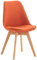 CLP Esszimmerstuhl Linares Kunststoff I Stoff I Samt I Cord I Lederoptik I Lehnstuhl Mit Holzgestell, Farbe:orange, Material:Stoff