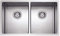 Fregadero de cocina Plados SL7420 de acero inoxidable satinado de dos bañeras para instalación Sottotop