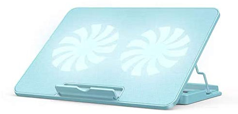 MYBA - Almohadilla de refrigeración para ordenador portátil y portátil con 2 ventiladores a 1400 RPM Esterilla de refrigeración para portátil Gaming 2 USB Laptop Cooler Laptop Cooler (color: azul)