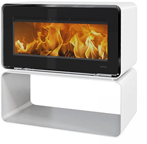 Lotus KS2404 Living Cube Kaminofen Alpin White, Rauchabgang hinten/A+