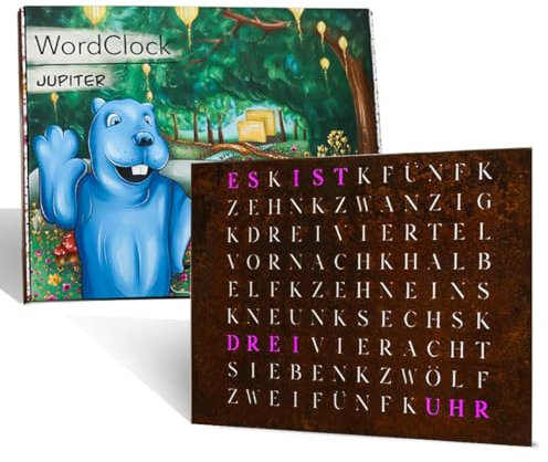 build-yours WordClock Jupiter Rost Optik - Wortuhr aus gerostetem Eisen - Moderne LED Wanduhr im Industrial Stil