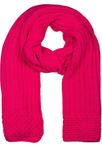 styleBREAKER Damen langer Strick Schal mit Rippen und Perl Strickmuster, warmer Winter Strickschal Einfarbig 01018164, Farbe:Pink
