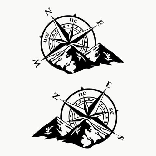 Autodomy Camper Van Decal Stickers Rose of the Winds World Sticker | Motorhome Decals UK Easy Install | Campervan Sticker Rain and UV Resistant (Black, 37x27 cm)